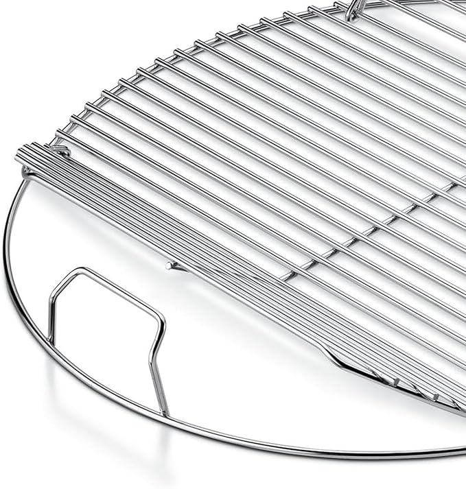 Hinged Cooking Grate for 22” Charcoal Grill, Round Charcoal Grate for Weber 7436, Grill Grate Replacement Part for Weber One-Touch, Smokey Mountain Cooker, 22" Kettle Charcoal Grill Parts with Handle