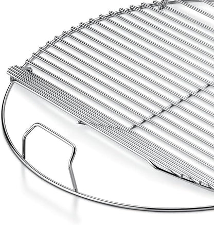 Hinged Cooking Grate for 22” Charcoal Grill, Round Charcoal Grate for Weber 7436, Grill Grate Replacement Part for Weber One-Touch, Smokey Mountain Cooker, 22" Kettle Charcoal Grill Parts with Handle