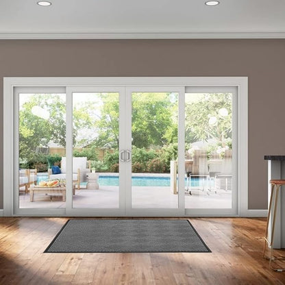 Ecomills Deluxe Diamond Entrance Door Mat, X-Large Heavy Duty Absorbent Rubber Rug, Charcoal, 3’ X 5’ feet