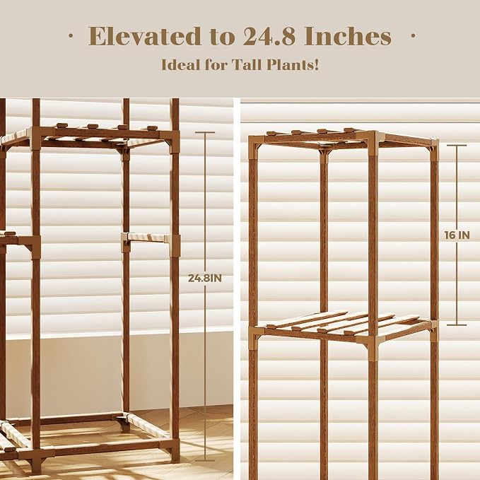 Bamworld Tall Plant Stand Indoor Wood Shelf Outdoor Tiered Rack | - Image 2