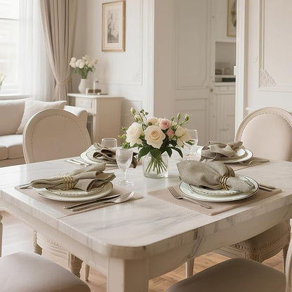 BALCONY & FALCON Cloth Napkins Set of 12 Washable Linen Napkins Absorbent Wrinkle-Free Fabric Napkin Bulk for Dinner Wedding Party Easter Thanksgiving Christmas Banquet (Beige 17.7"x17.7")
