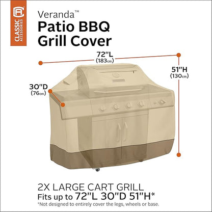 Classic Accessories Veranda Water-Resistant 72 Inch BBQ Grill Cover