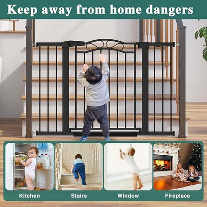 Fairy Baby 76.4"-81.8" Extra Wide Baby Gate for Stairs Doorways, Pressure Mount Pet Gate Auto Close Safety Child Gate, Long Large Dog Gate Indoor for House, 77 78 79 80 81 Inches Wide, Black
