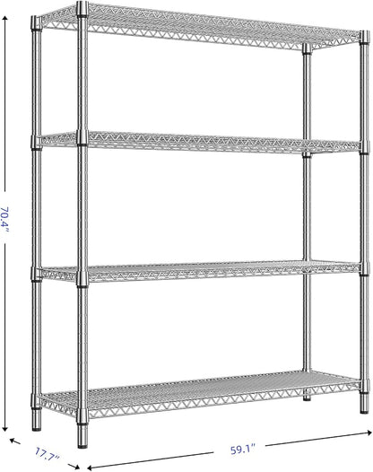 M MZG 2800 LBS 59" W 4 Tier Storage Shelves Rack Metal Wire Shelving Unit - Image 3