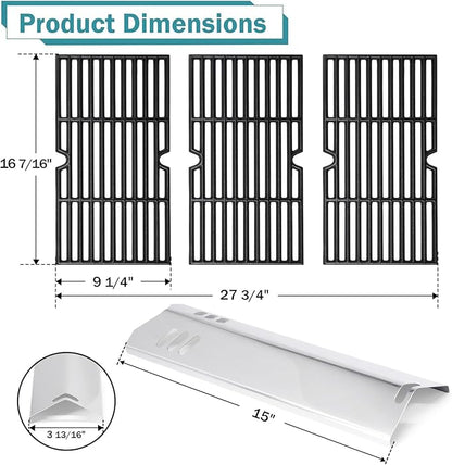 Criditpid Replacement Parts for Dyna Glo DGF493BNP, DGB494SPB, Backyard Grills BY13-101-001-12, BY14-101-001-099, Uniflame GBC1343WP-U. Grill Grates, Heat Plates Shields for Dyna-Glo Grill Parts.