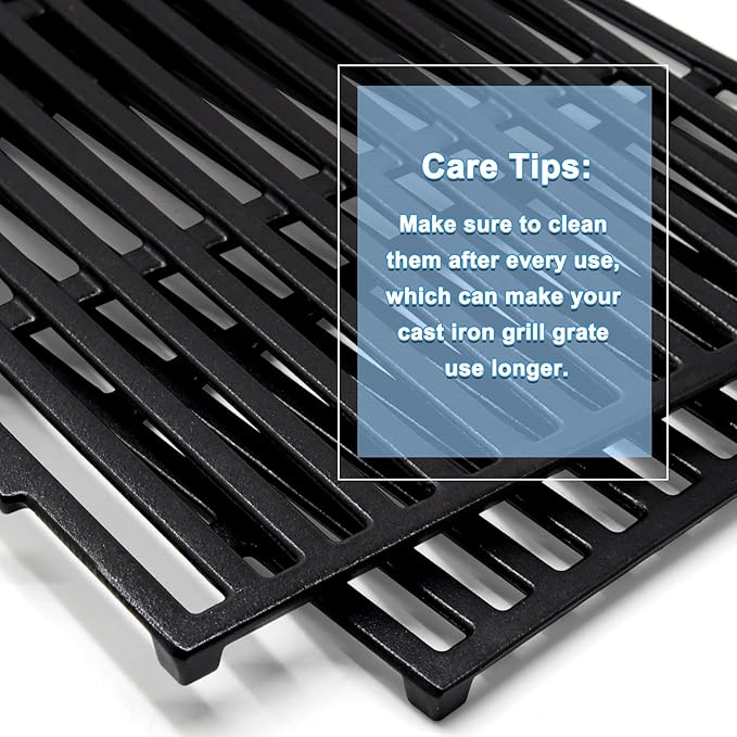 Adviace 17.5 Inch 7638 Cast Iron Grill Grates Replacement for Weber Spirit I & II 300 Series, Spirit E/S-310, E/S-320, E/S-330, Genesis Silver B/C, Spirit 700, Genesis Gold B/C, Genesis Platinum B/C.