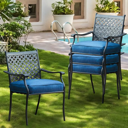 Patio Dining Chairs Stackable Outdoor Chairs Dining Furniture Set of 4 by PatioFestival