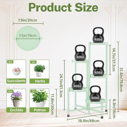 iDavosic.ly Plant Stand Indoor Outdoor, 5 Tier Metal Corner Shelf, Folding - Image 3