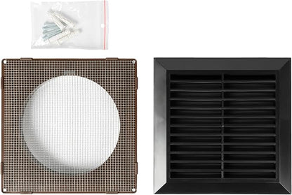 Black 5'' Inch Ventilation Grille - Inside/Outside use - (Flange 4.9''Ø/Cover 6.7''x6.7'') - Air Vent Louver - Exhaust Hood - Available 3 Sizes / 4 Colors.