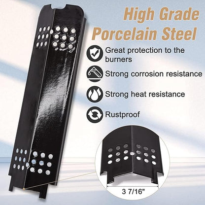 Criditpid Grill Replacement Parts for Charbroil 463340516 463370519 463370516 463278418, Cast Iron Grill Grates, Burners, Igniter, Heat Plates, Crossover Tubes Kit for Charbroil Gas2coal 463336818.