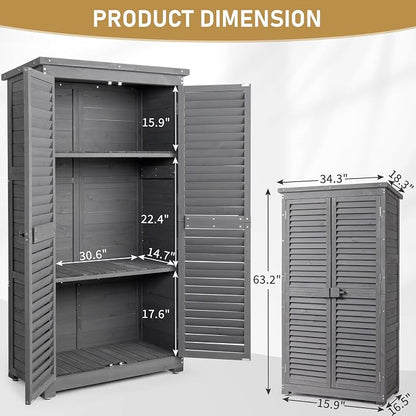 Outvita Outdoor Storage Cabinet, 2 Lockable Doors, 3 Adjustable Shelves - Image 5
