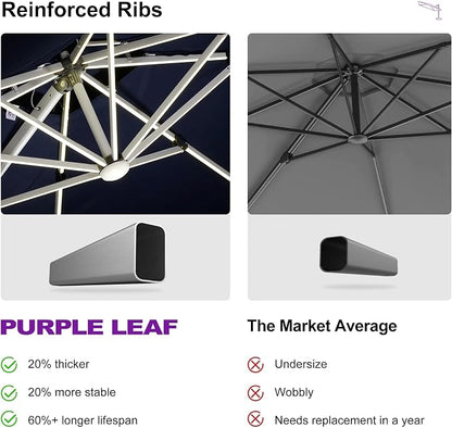 PURPLE LEAF Patio Umbrella 10' X 10' Double Top LED Light, Spectrum Indigo | 7 - Image 5