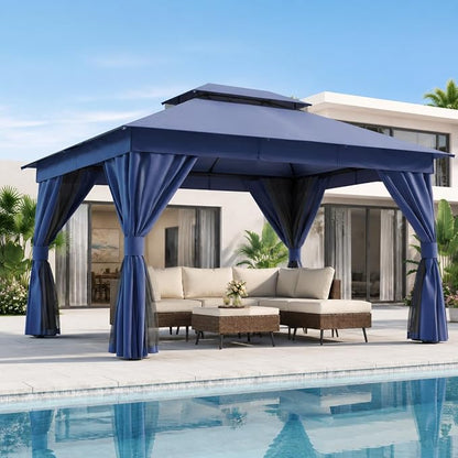 10'x12' Outdoor Gazebo, Heavy Duty Metal Frame Patio Canopy by LAUSAINTHOME