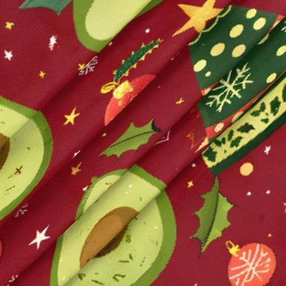 Christmas Tree Avocado Green Round Table Cloth Cover, Elastic Edge Waterproof Wipeable Tablecloths 36"-42" Polyester Tablecloth for Party Restaurant Banquet Holiday Camping Outdoor Picnic