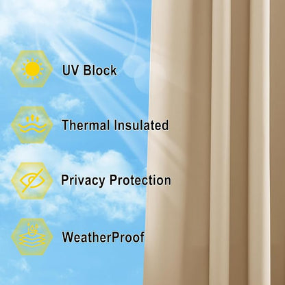 NICETOWN Outdoor Curtains for Patio Waterproof 84" L Detachable Top 2 PCs | - Image 7
