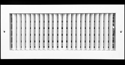 16 inch w x 6 inch h Adjustable AIR Supply Diffuser - HVAC Vent Cover Sidewall or Ceiling - Grille Register - High Airflow - White [Outer Dimensions: 17.75 inch w X 7.75 inch h]