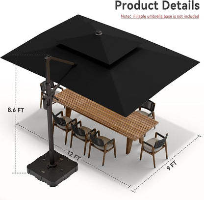 9' X 12' Cantilever Patio Outdoor Umbrella - Image 7