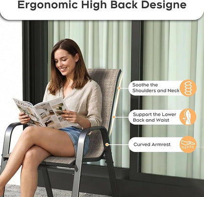 Patio Dining Chairs Set of 4 Outdoor Stackable Dining Chairs - Image 4