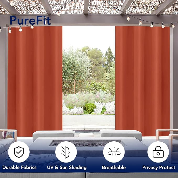 PureFit Outdoor Curtains for Patio Waterproof Weatherproof Outside Curtains | - Image 3