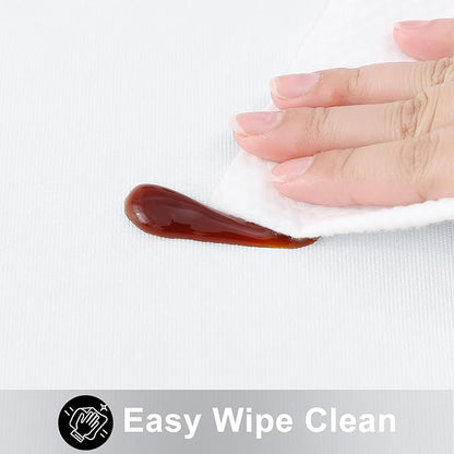 Smiry Rectangle Table Cloth 60x120 Inch, Waterproof Wipeable Vinyl Tablecloths Protector, Oil Spill Proof Plastic Table Cover for Dining, Picnic, Camping, Outdoor, White