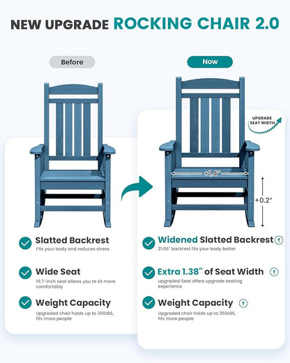 SERWALL Outdoor Rocking Chair Set of 4, Patio Rocking Chair, Porch Rocker - Image 4