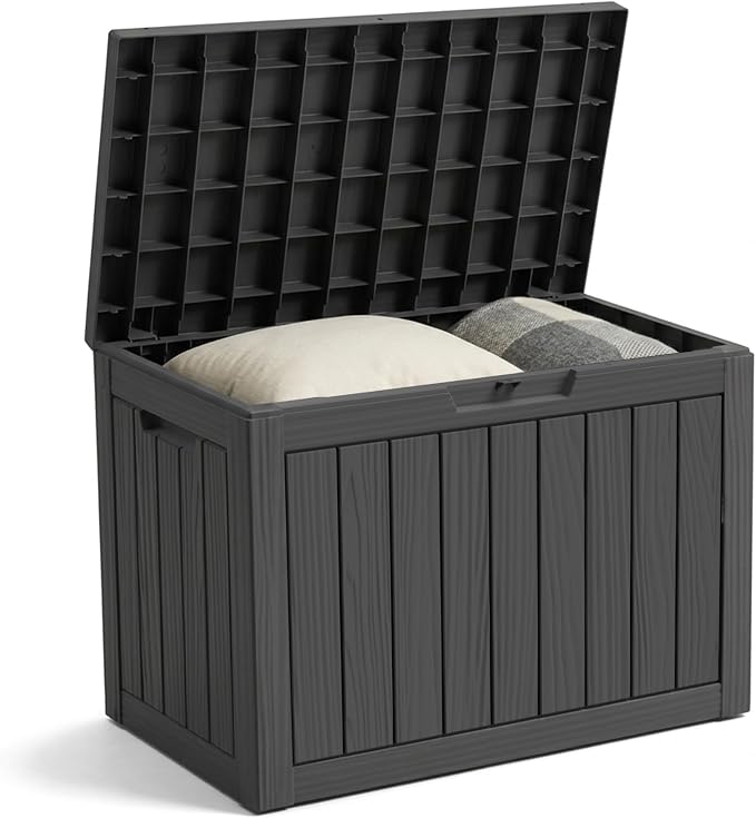 Outdoor Storage Box, 50 Gallon Waterproof Deck Box, Snap-Together Storage Bin by GraceYourYard