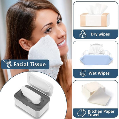 6 Pack Baby Wipes Dispenser Wipe Holder with Lids Refillable Container with Sealing Design Keeps Fresh Easy Open and Close for Bathroom Baby Nursery(Dark Gray)