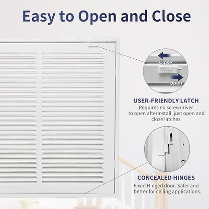 30"W x 20"H [Duct Opening Size] Steel Return Air Filter Grille - Removable Face/Door for 1 inch Filters -HVAC Vent Cover Grill - White [Outer Dimensions: 32 5/8"W X 22 5/8"H]