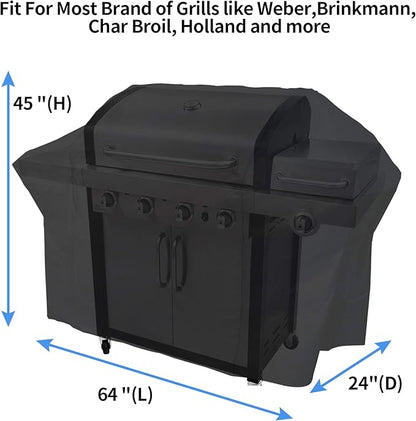 NEXCOVER 64 Inch Grill Cover - 600D Heavy Duty Waterproof and Weather Resistant BBQ Cover for Weber, Char Broil, Nexgrill, Brinkmann, Holland - Fade Resistant, Black