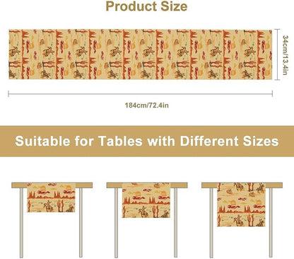 Western Cowboy Table Runner, Wild West Cowboy Ride Horse Desert Cactus Sunset Table Runner for Home Kitchen Dining Party Farmhouse Coffee Outdoor 13x90in