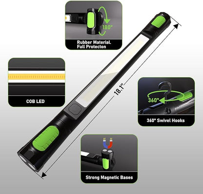 Work Light for Mechanic,3200LM LED Work Lights,5400mAh Rechargeable Magnetic Light bar,Portable Automotive Tools Cordless Underhood Light with Hooks for Car Garage Workshop Emergency,Present for Him
