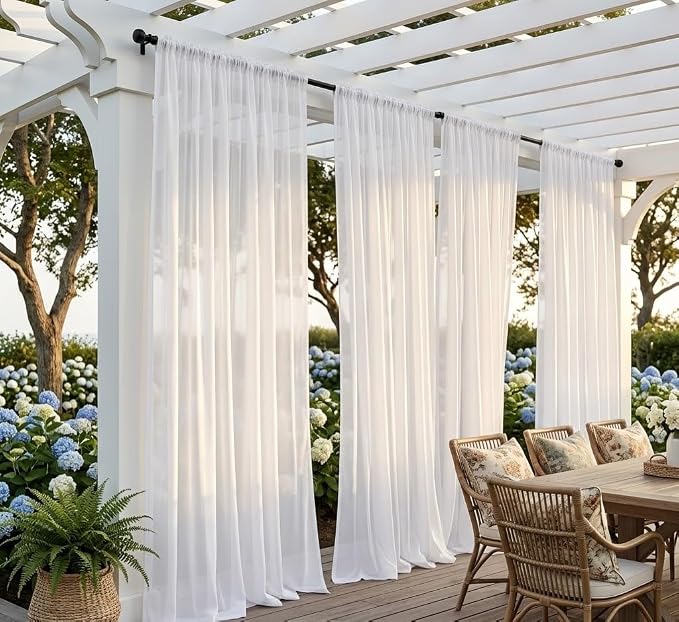 Patio Screen Non-See-Through Outdoor Curtains Waterproof Sheer Lightweight by Unknown
