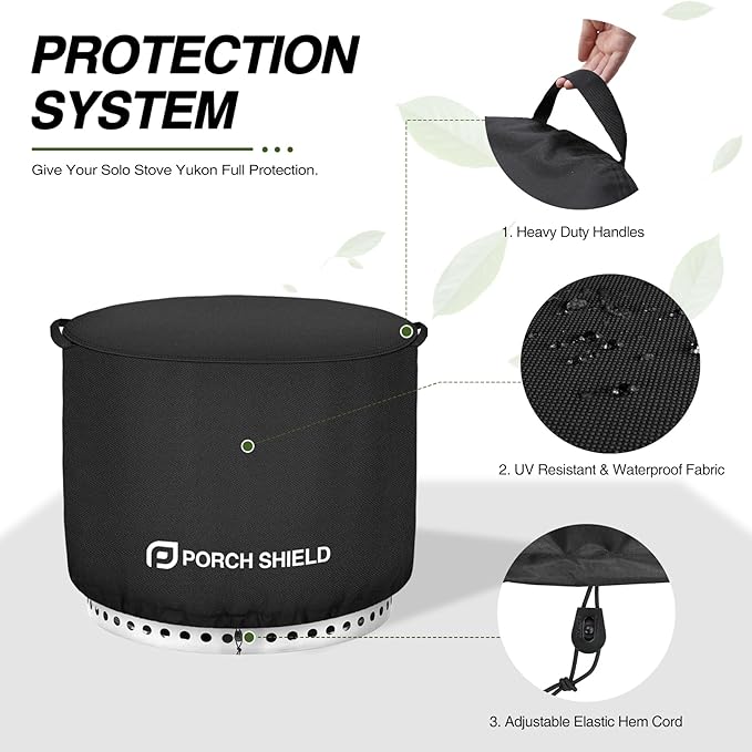 Porch Shield Fade Resistant Solo Stove Bonfire Cover - Waterproof Patio Fire Pit Cover Round 22 inch Fits for Small Firepit Solo Stove Bonfire