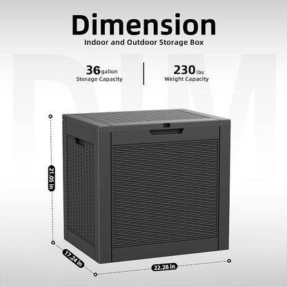 PatioZen 36 Gallon Deck Box Outdoor, Weatherproof Resin Patio Storage Box - Image 2