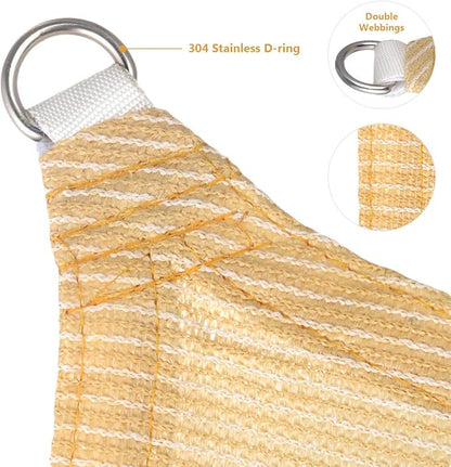 Eden's Decor Straight Flat-Edged Sun Shade Sail Rectangular 18' x 22' Beige - Image 2