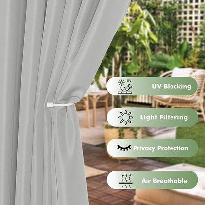 HolidayIdeas Outdoor Curtains for Patio Waterproof 6 Pcs 54x84 Inch Silver | - Image 3