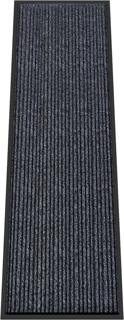 Kuyal Front Door Mat, 3'x10' Indoor Outdoor Entrance, Commercial Floor Inside Outside Entrance, Heavy Duty Durable Welcome Mat, Rubber Backing Non Slip Outdoor Mats for Entryway,Dark Gray