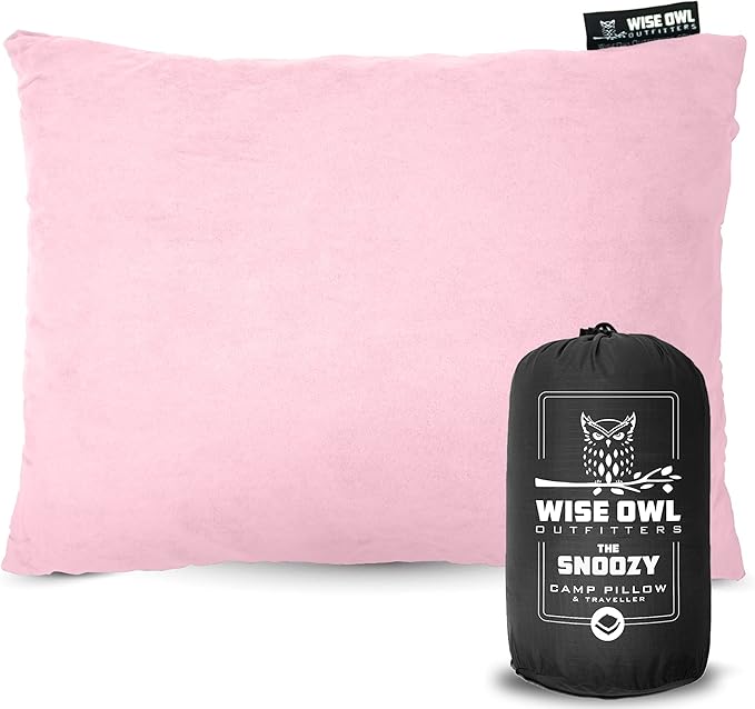 Wise Owl Outfitters Camping Pillow – Memory Foam Travel Pillow for Airplane Sleeping, Hiking, Backpacking & Outdoor Use - Small & Portable for Adults, Car, Camp & Tent