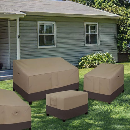 Easy-Going Outdoor Ottoman Cover, Waterproof Patio Ottoman Cover, Heavy Duty Outdoor Furniture Cover with Padded Handles (28"x22"x17", Camel/Dark Brown)