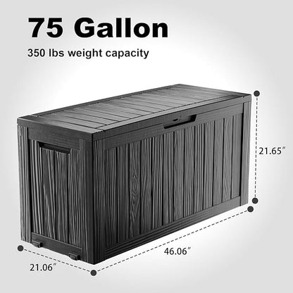 PatioZen 75 Gallon Resin Deck Box, Outdoor Lockable Storage Box - Image 2