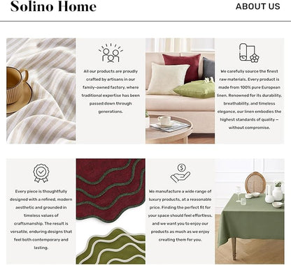 Solino Home Linen Cornflower Blue Table Runner 108 Inches Long - 100% Pure Linen Hemstitch 14 x 108 Inch Table Runner for Dining, Spring, Easter - Classic Hemstitch