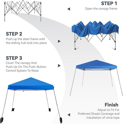 PHI VILLA 12x12 Slant Leg UV Block Sun Shade Canopy with Hardware Kits, Shade for Patio Outdoor Garden Events, Blue