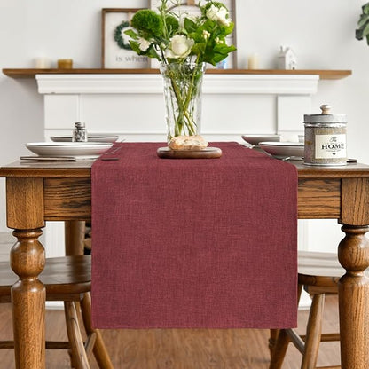 Artoid Mode Dark Red Table Runner, Seasonal Christmas Valentine's Washable Kitchen Dining Table Decoration for Home Party Decor 13x90 Inch