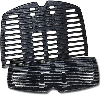 GGC 7644 7582 Grill Grates for Weber Q100 Q1000 Q120 Q1200 Q1400 Gas Grills, 17" x 12.7" Cast Iron Cooking Grates for Weber 50060001 51010001 51040001 51060001, 2PCS Baby Q Replacement Parts