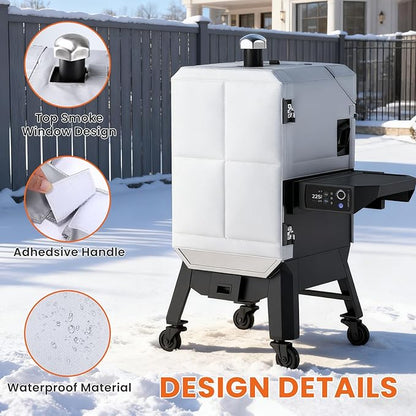 Hisencn Grill Insulation Blanket for Pit Boss Pro Series Elite 6-Series Wood Pellet Smoker PBV6PSE, Magnetic Heat Retention Smoker Cover, Fire-Resistant Fiberglass Blanket, Save Pellets in Winter