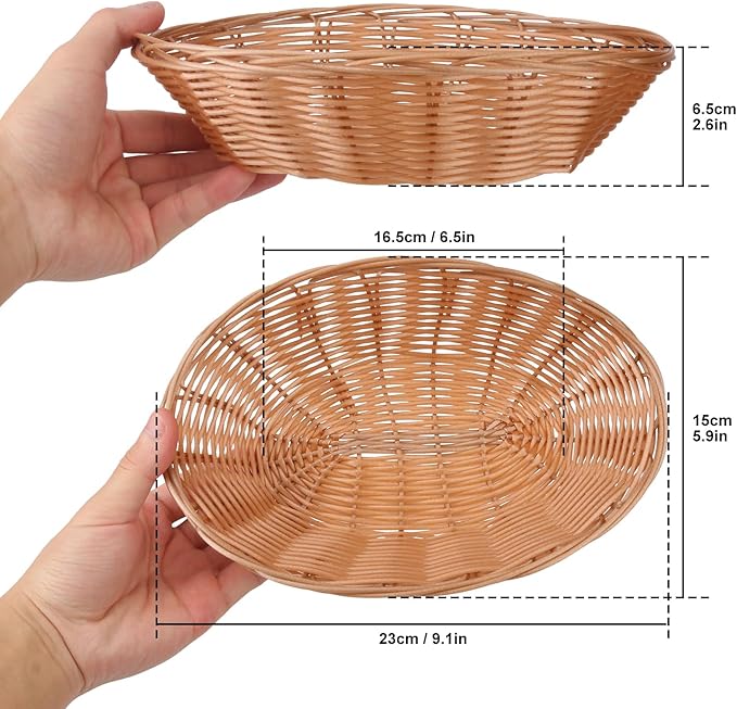 23 Pack 9 Inches Oval Wicker Bread Basket, Woven Serving Basket, Wicker Fruit Baskets, Woven Food Storage Baskets for Table, Restaurants, kitchen, Party (9.06 x 5.91 x 2.56 Inch)