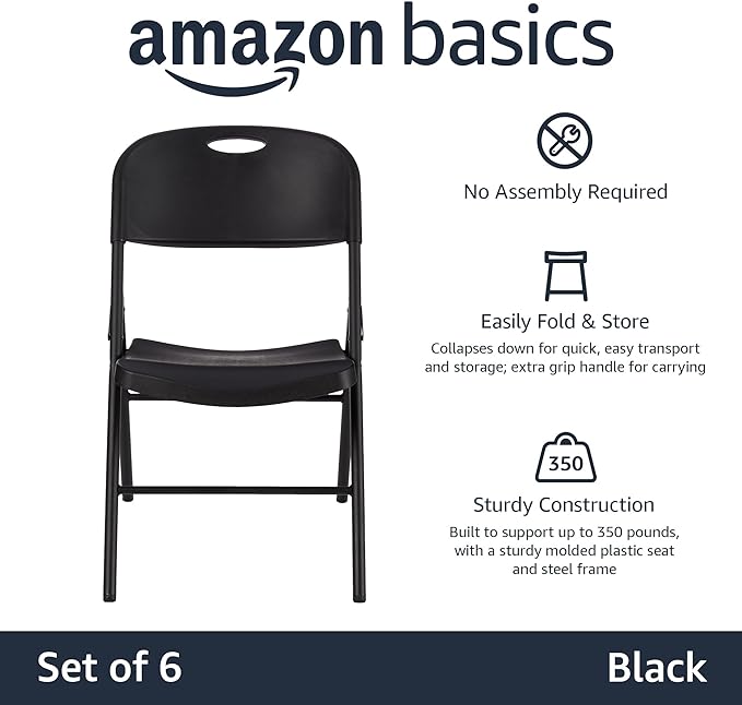 Amazon Basics Sturdy Foldable Portable Plastic Chair, 350-Pound Capacity - Image 4
