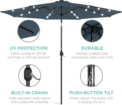 Best Choice Products 10ft Solar Polyester LED Lighted Patio Umbrella w/Tilt - Image 5