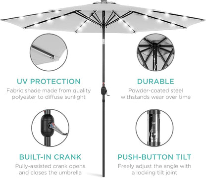 Best Choice Products 10ft Solar Polyester LED Lighted Patio Umbrella w/Tilt - Image 5