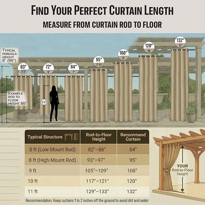 Waterproof Outdoor Curtain W84 x L120 - Image 3